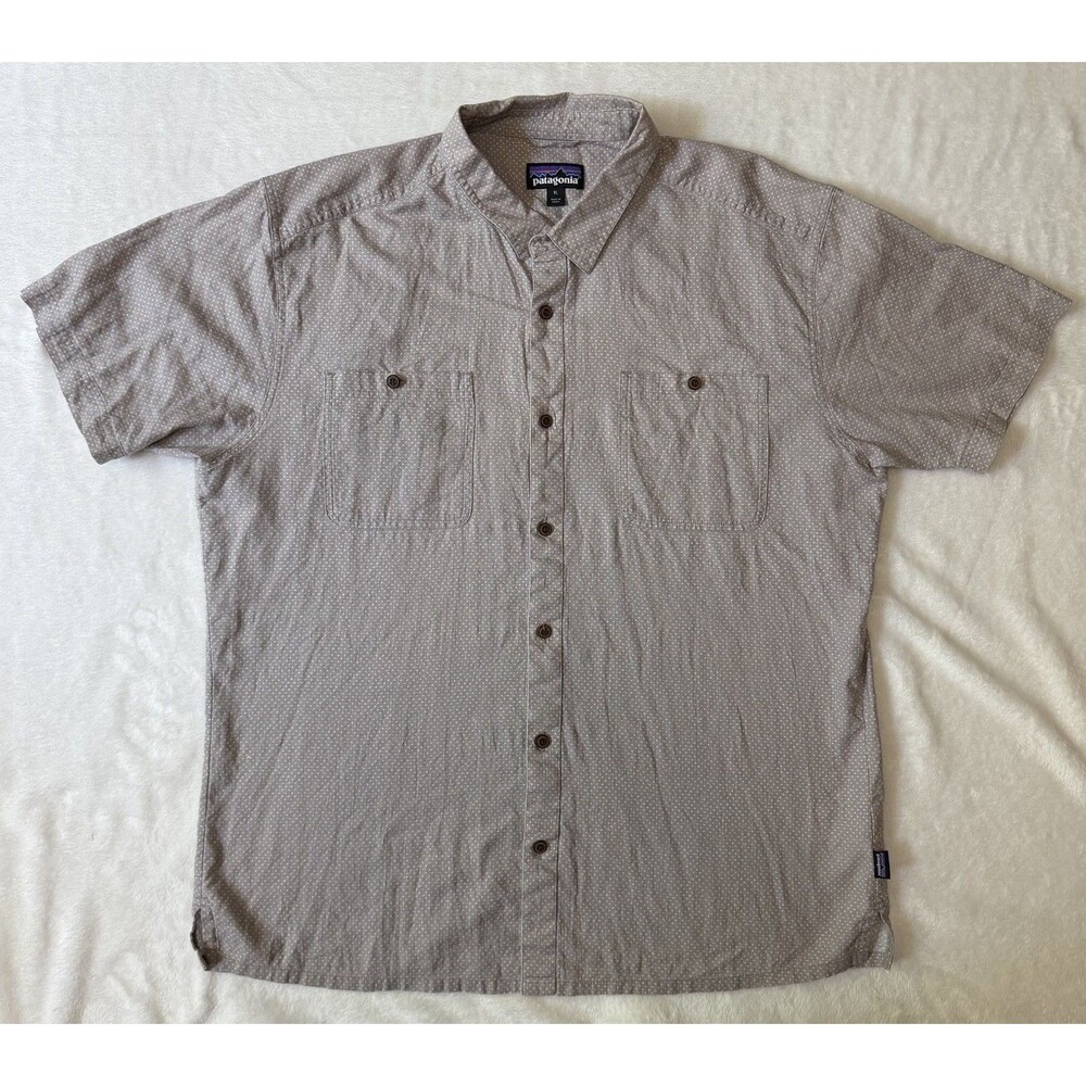 Patagonia Steersman Short Sleeve Shirt Men's XL Hemp Organic Cotton Button
